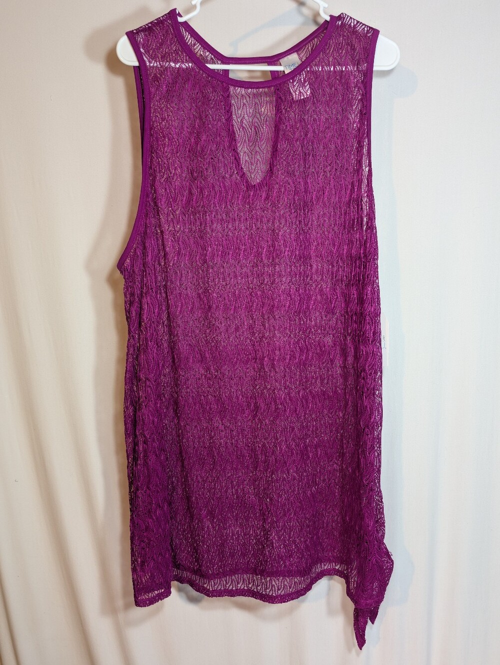 Time and Tru Berry Pink Dress Cover Up Tie Pullover Swim Summer Water Swimming